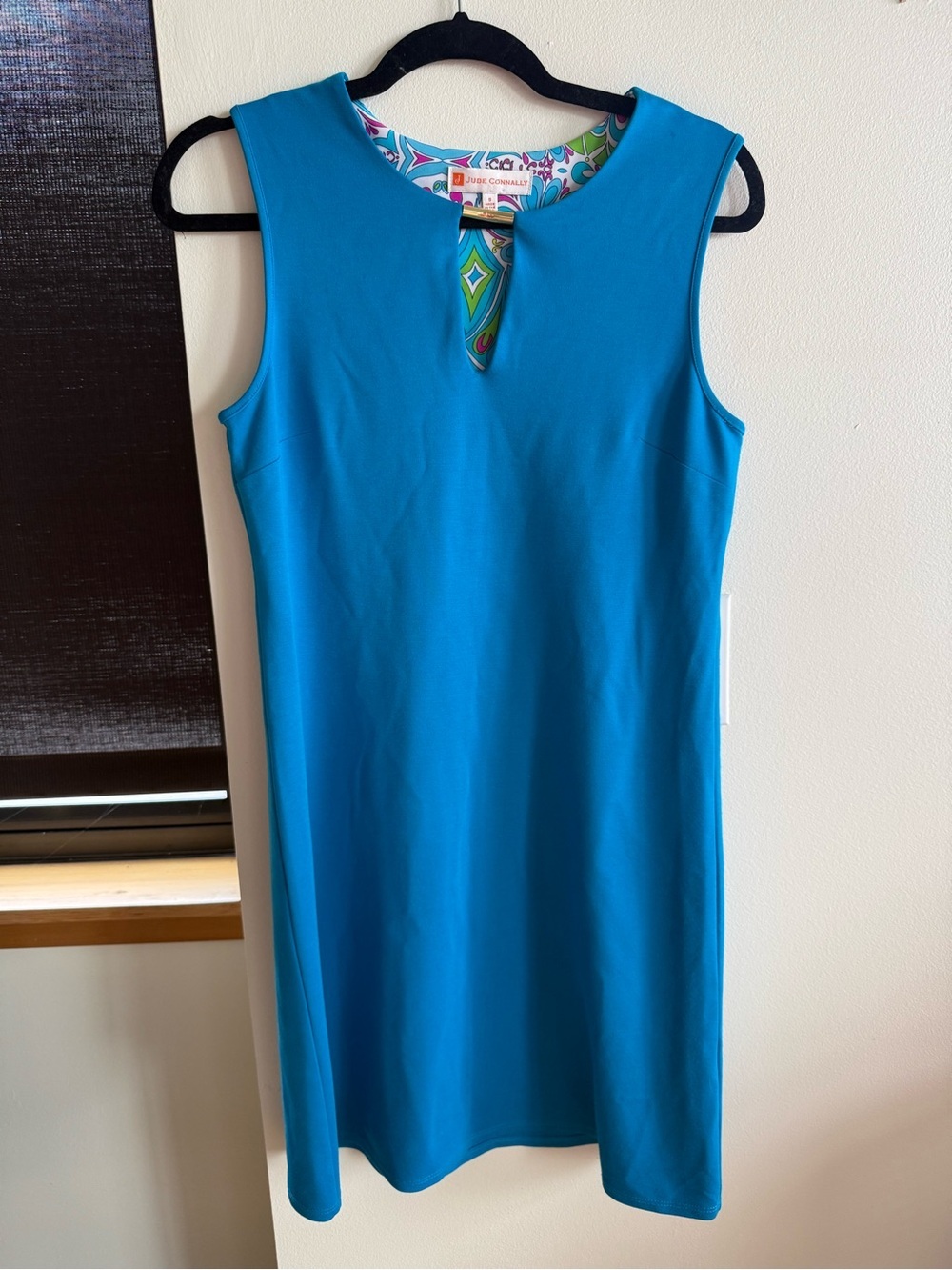 Jude Connally Nadine Teal Shift Dress Keyhole Neck S